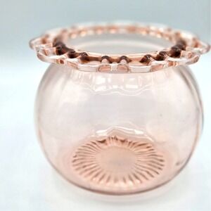 Vintage Anchor Hocking Open Lace Glass Old Colony Pink Cookie Jar-No Lid